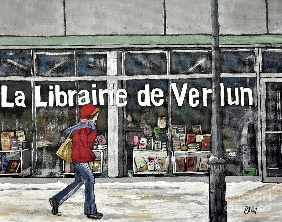 A Cold Day in Verdun  Librairie de Verdun Painting by Reb Frost
