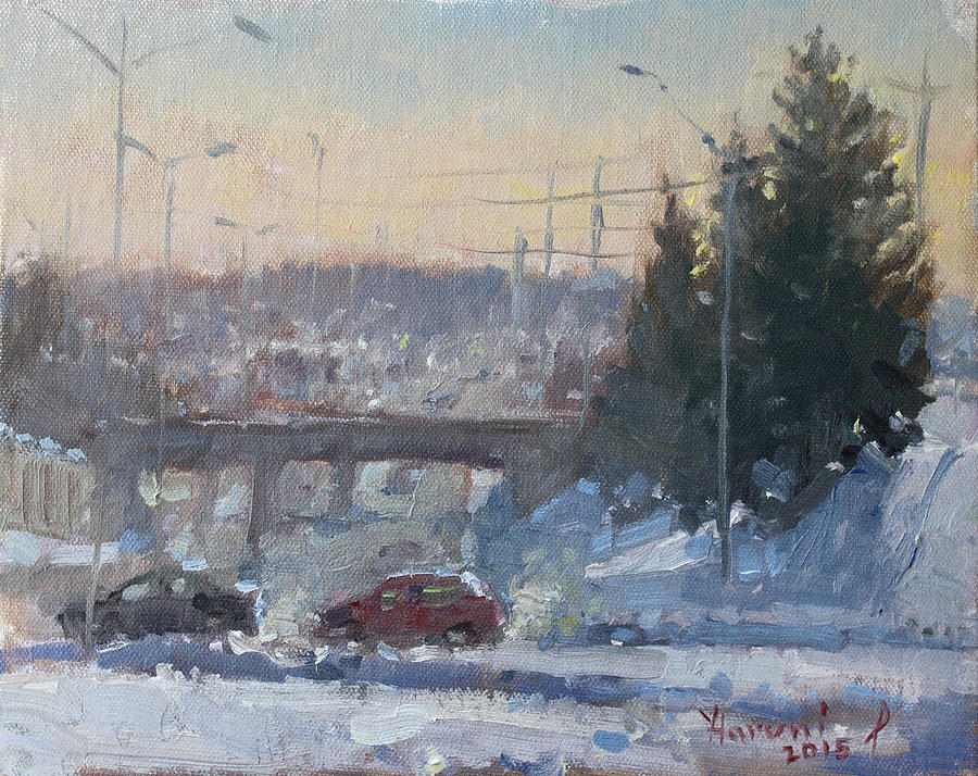 Car Painting - A Cold Morning by Ylli Haruni