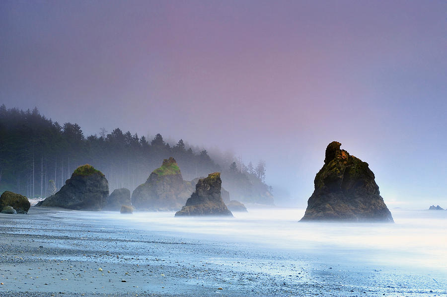 Olympic National Park Photograph - A Colorful Sunset Over The Pebbly Beach by Keith Ladzinski