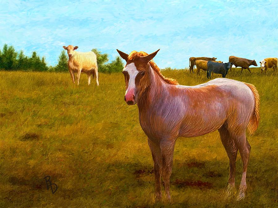 A Colt Among Cattle Digital Art by Ric Darrell
