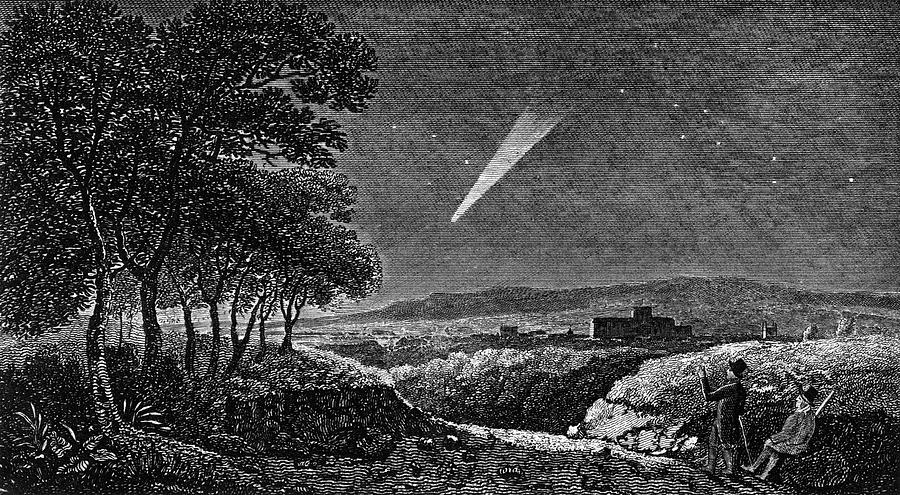 Space Drawing - A Comet Of 1811 As Seen At  Daybreak by Mary Evans Picture Library