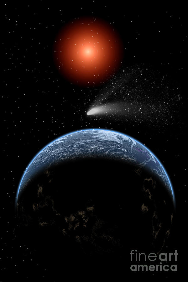 A Comet Passing The Earth On Its Return Digital Art
