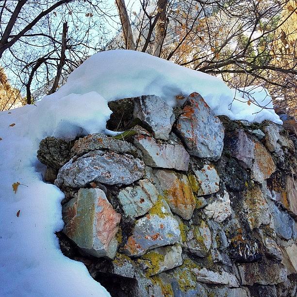 Mountain Photograph - A Cool Old Stone Wall Up Rock Canyon by Cheryl Marie