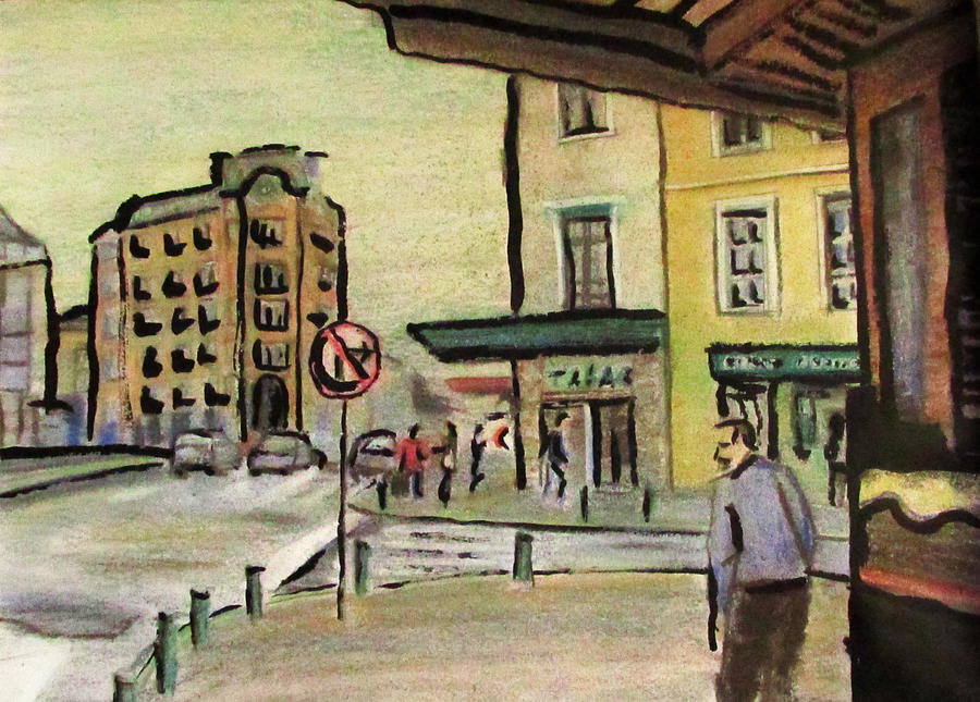 A Cote de la Metropole a Rouen Pastel by Denny Morreale