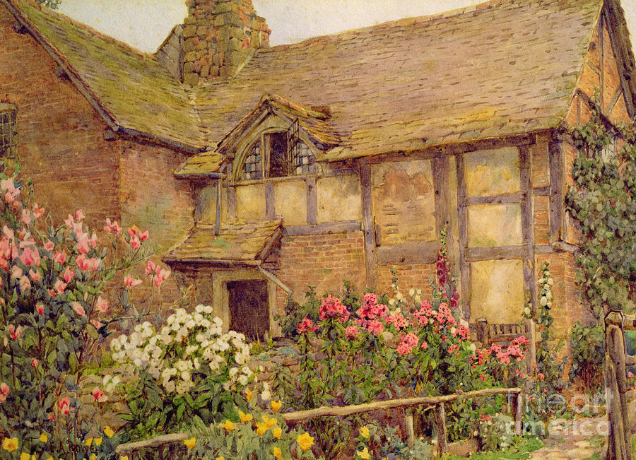 Garden Painting - A Cottage garden in Cholstry by Ernest Arthur Rowe