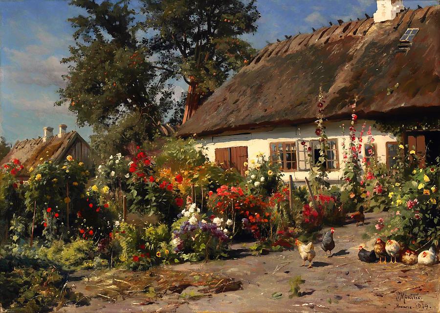 Flower Painting - A Cottage Garden by Mountain Dreams