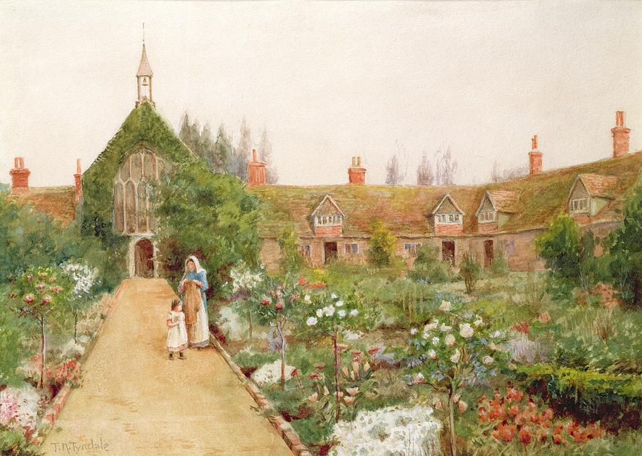 Mother Painting - A Country Garden At Bray, Berkshire by Thomas Nicholson Tyndale