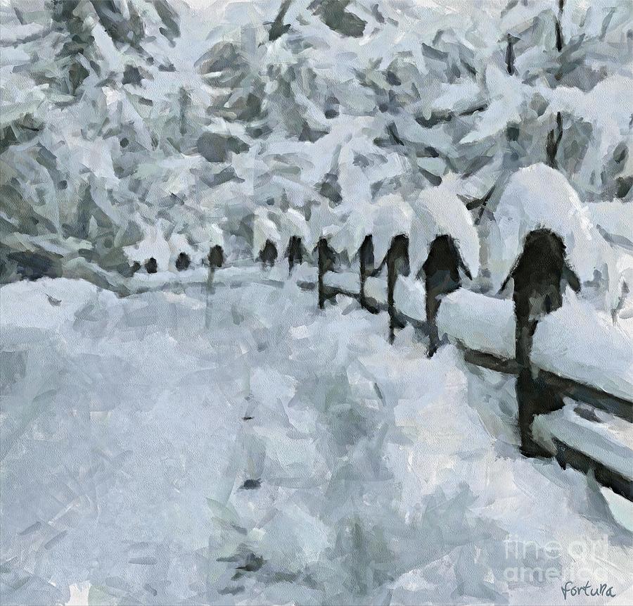 A Country Road In Winter Painting by Dragica  Micki Fortuna