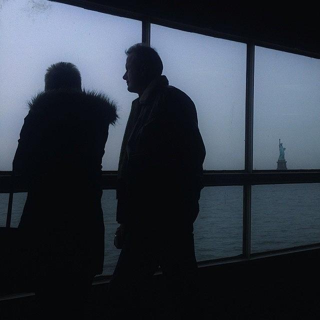 New York City Photograph - A Couple In Staten Island Ferry by Ismail Ferdous