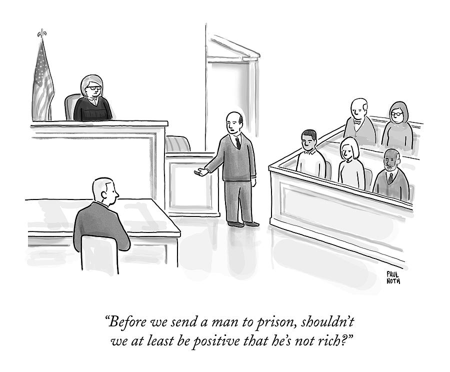 A Courtroom Lawyer Argues His Case Drawing by Paul Noth
