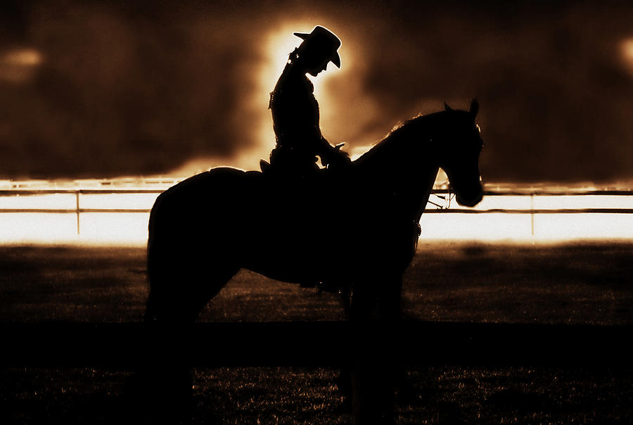Horse Photograph - A Cowgirls Prayer Evening Ride by Chastity Hoff