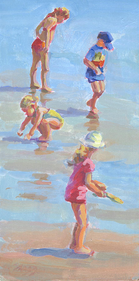 Beach Painting - A crabbing we will go. by Lucelle Raad