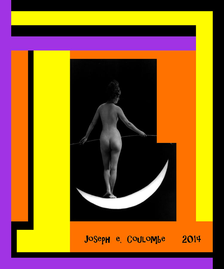 A Cresent Moon And A Lady Digital Art by Joseph Coulombe