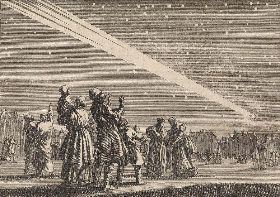 Comet Drawing - A Crowd Of People Sees A Comet, 1680-1681 by Jan Luyken And Pieter Van Der Aa (i)