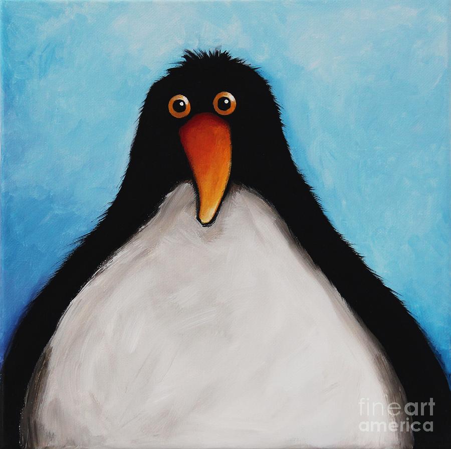 Penguin Painting - A cuddly penguin by Lucia Stewart