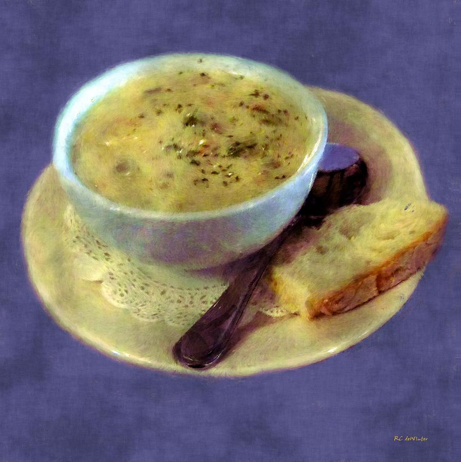 A Cup of Chowder, A Crust of Bread Painting by RC DeWinter