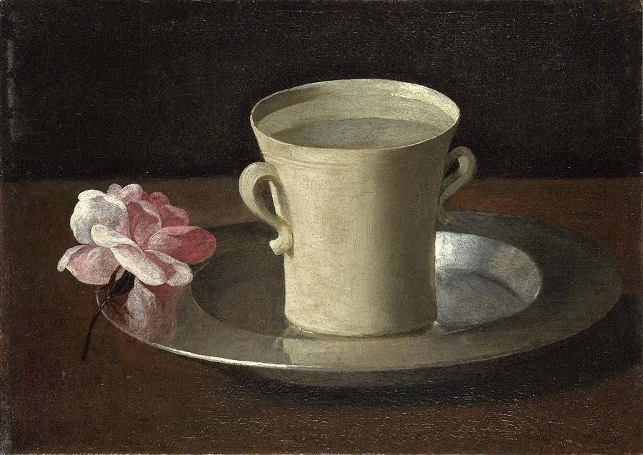 A Cup of Water and a Rose Painting by Francisco de Zurbaran