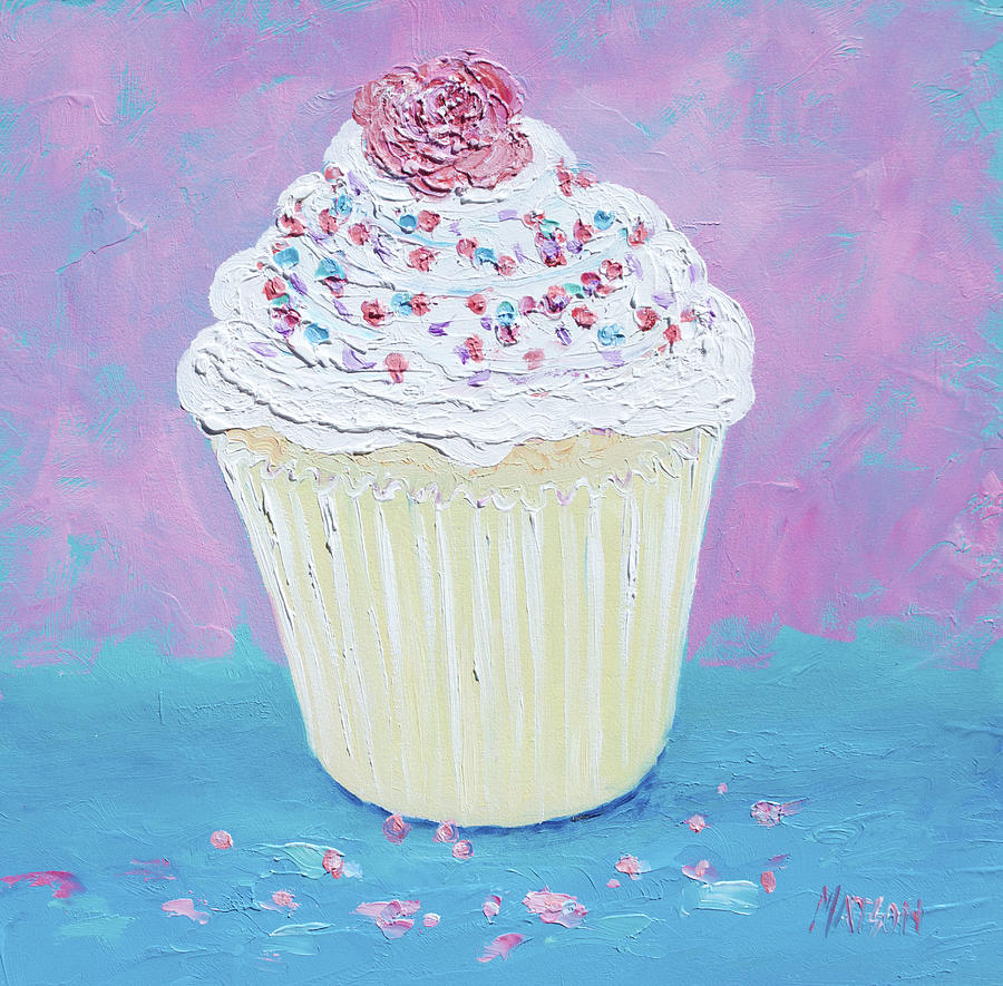 Cake Painting - A cupcake for your morning tea by Jan Matson