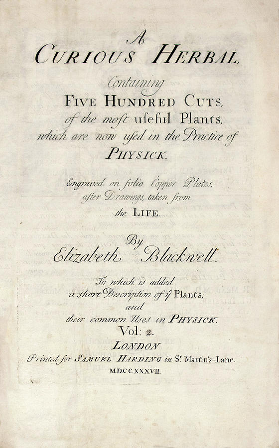 Elizabeth Blackwell Photograph - A Curious Herbal (1737) by National Library Of Medicine