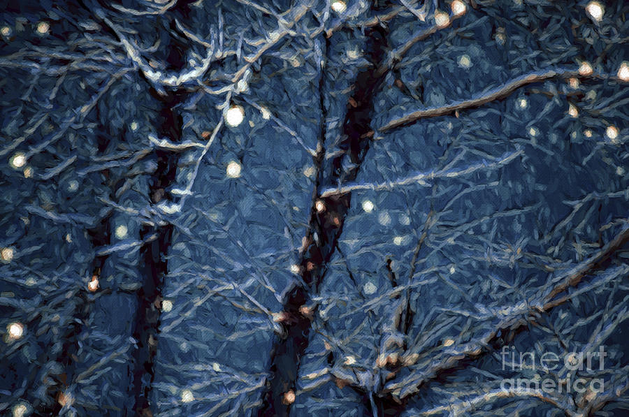 A Dark And Snowy Night Painterly 2 Photograph by Andee Design