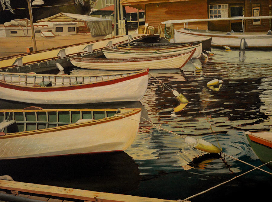 A Day at Center For Wooden Boats Painting by Thu Nguyen