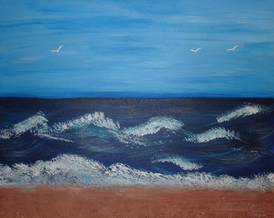 A Day at the Beach Painting by Angie Butler