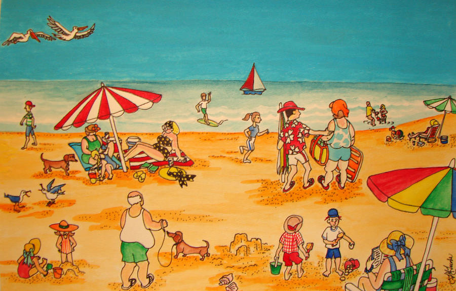 A Day At The Beach Painting by Joyce M Jacobs
