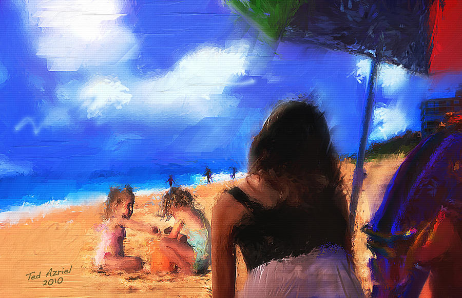 A Day At The Beach Painting by Ted Azriel