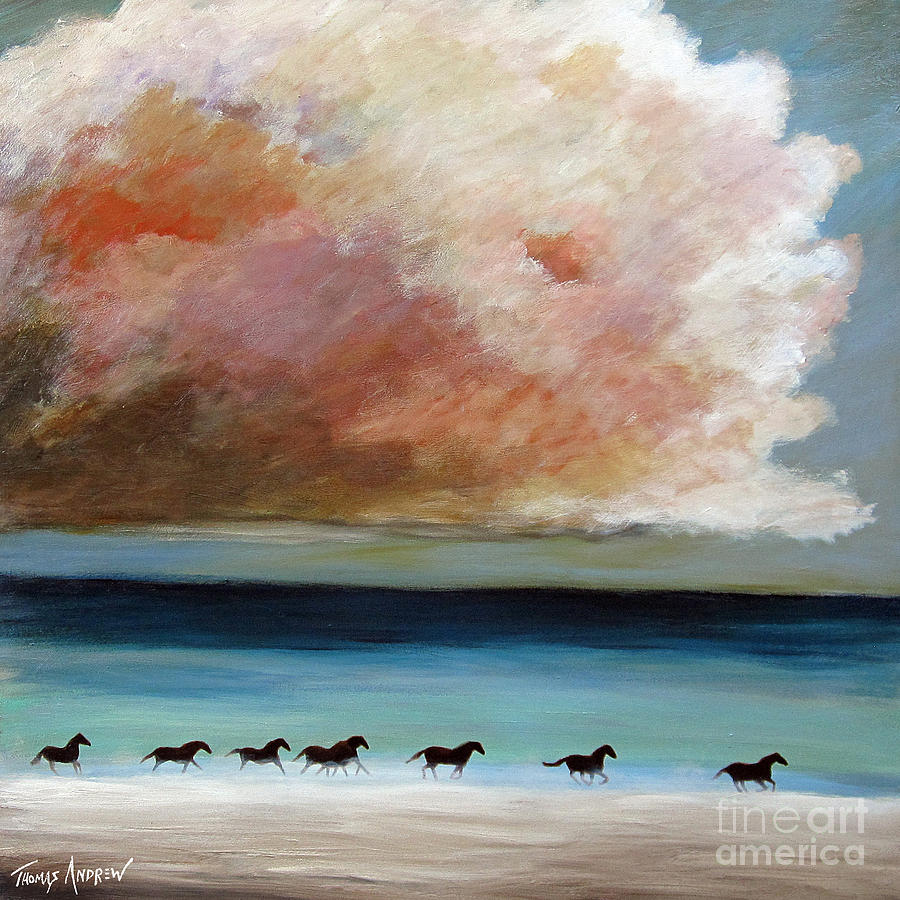 Horse Painting - A Day at the Beach by Thomas Andrew