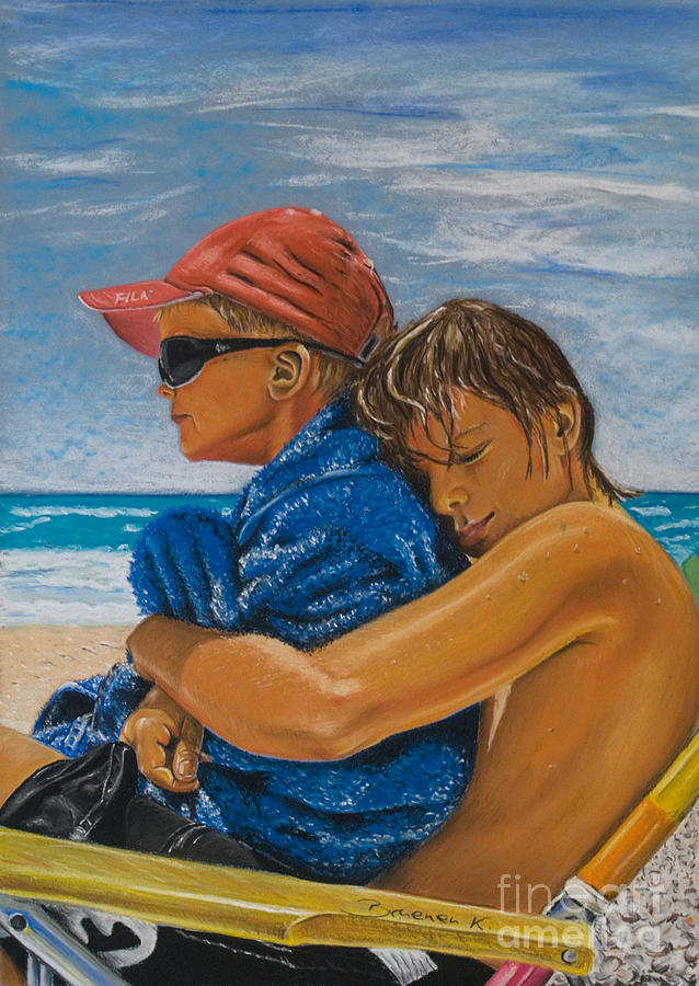 A Day on the Beach Pastel by Katharina Bruenen