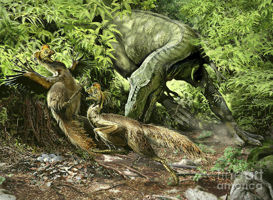 A Deadly Alioramus Suprises A Pair Digital Art by Jan Sovak