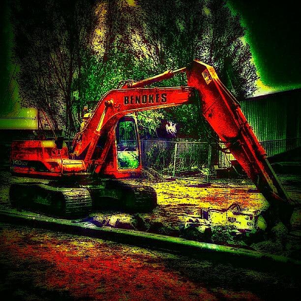 Hdr Photograph - A Digger At Work!! by Chris Drake