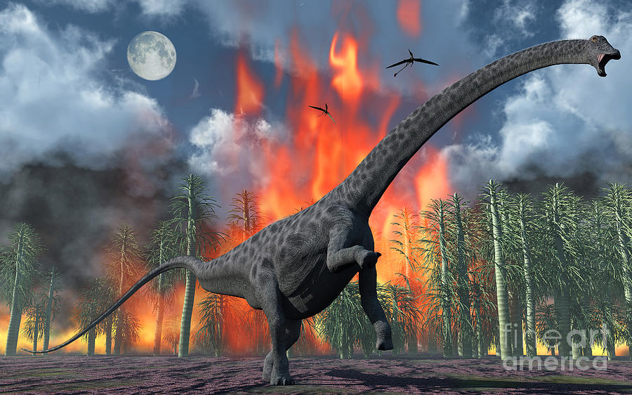 A Diplodocus Sauropod Dinosaur Fleeing Digital Art