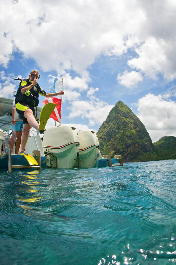 A Diver Makes A Giant Stride Entry Photograph by Turner Forte - Fine ...