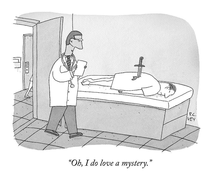 A Doctor Enters An Examination Room Where Drawing by Peter C. Vey