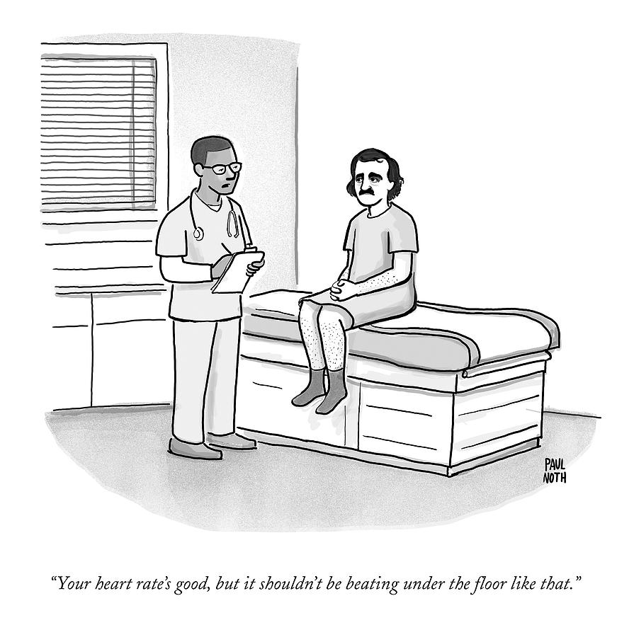 A Doctor Talks To Edgar Allen Poe Drawing by Paul Noth