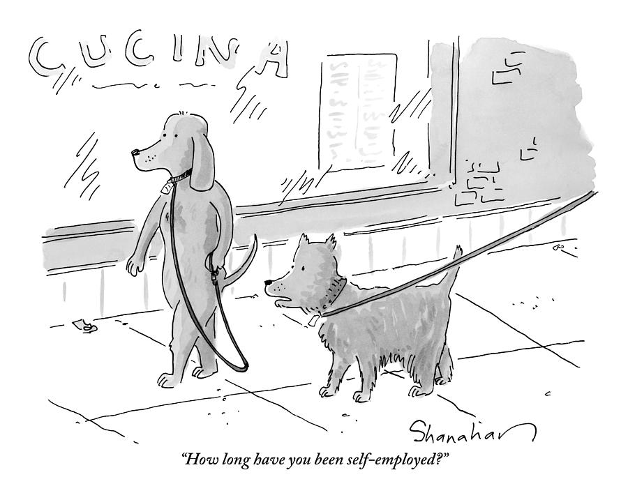 A Dog Being Walked On A Leash Asks A Dog Who Drawing by Danny Shanahan A Dog Being Walked On A Leash Asks A Dog Who Drawing by Danny Shanahan