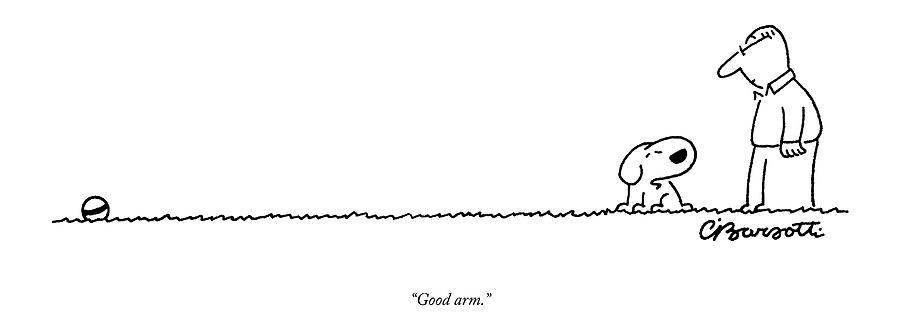 A Dog Speaks To A Man Drawing by Charles Barsotti