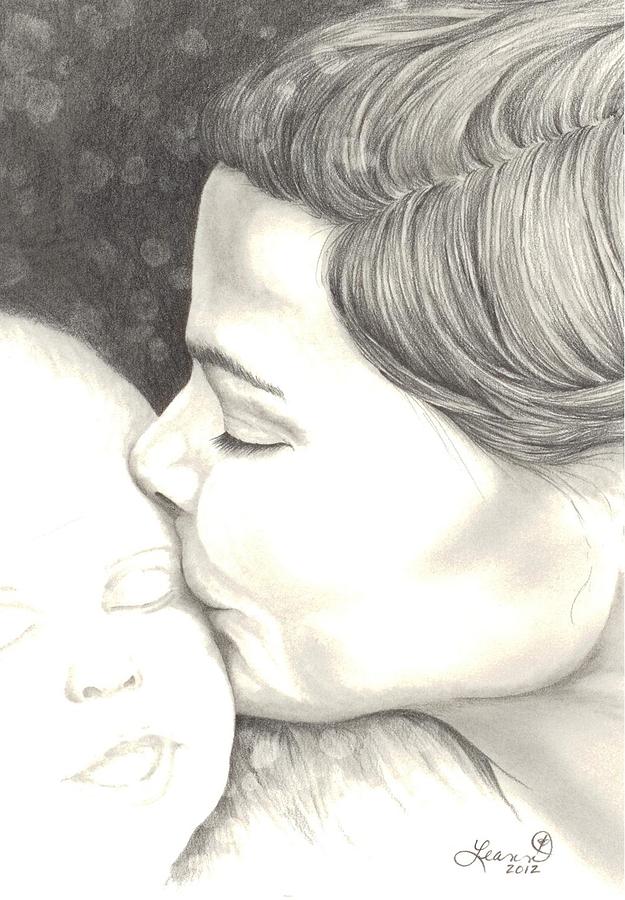 Mother Drawing - A Drawing About The Mothers Heart by Leann Vineyard Cooper