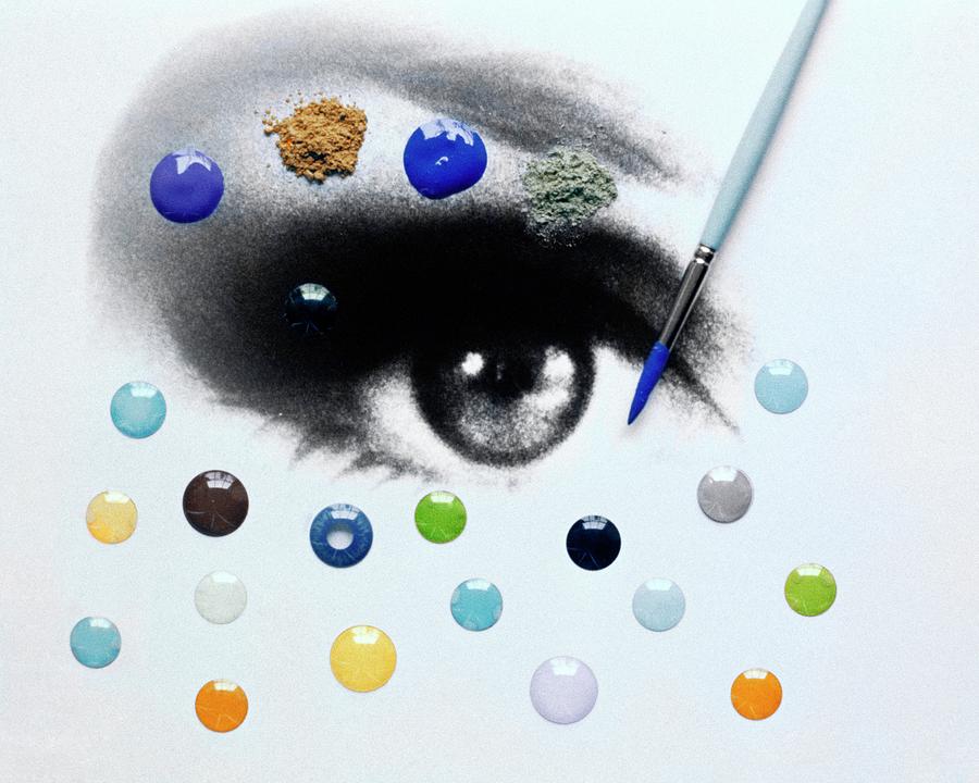 A Drawing Of An Eye With Colorful Contact Lenses by Gene Laurents