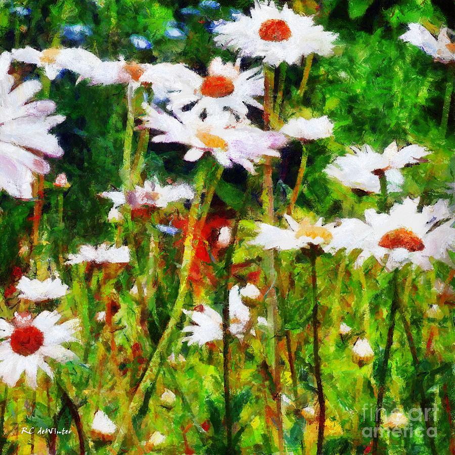Flower Painting - A Dream of Daisies by RC DeWinter