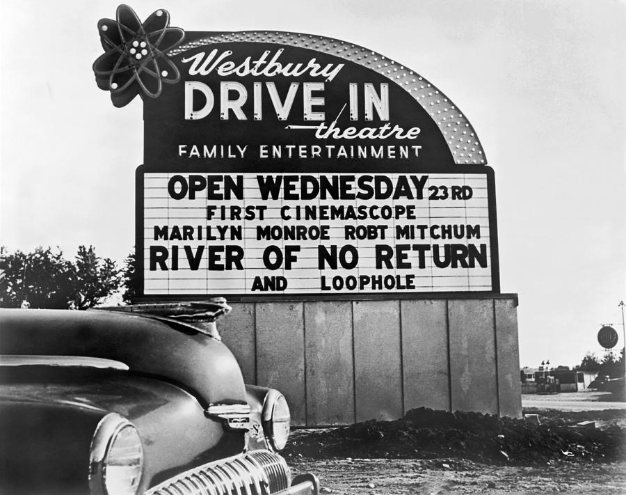 A Drive-In Theater Marquee Photograph by Underwood Archives