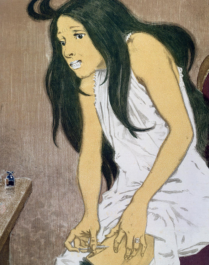 Eugene Grasset Painting - A Drug Addict Injecting Herself by Eugene Grasset