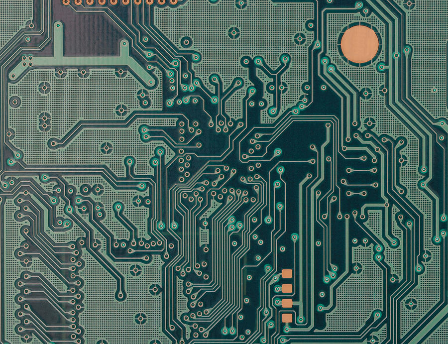 A dull green and complex circuit board Photograph by Gueholl