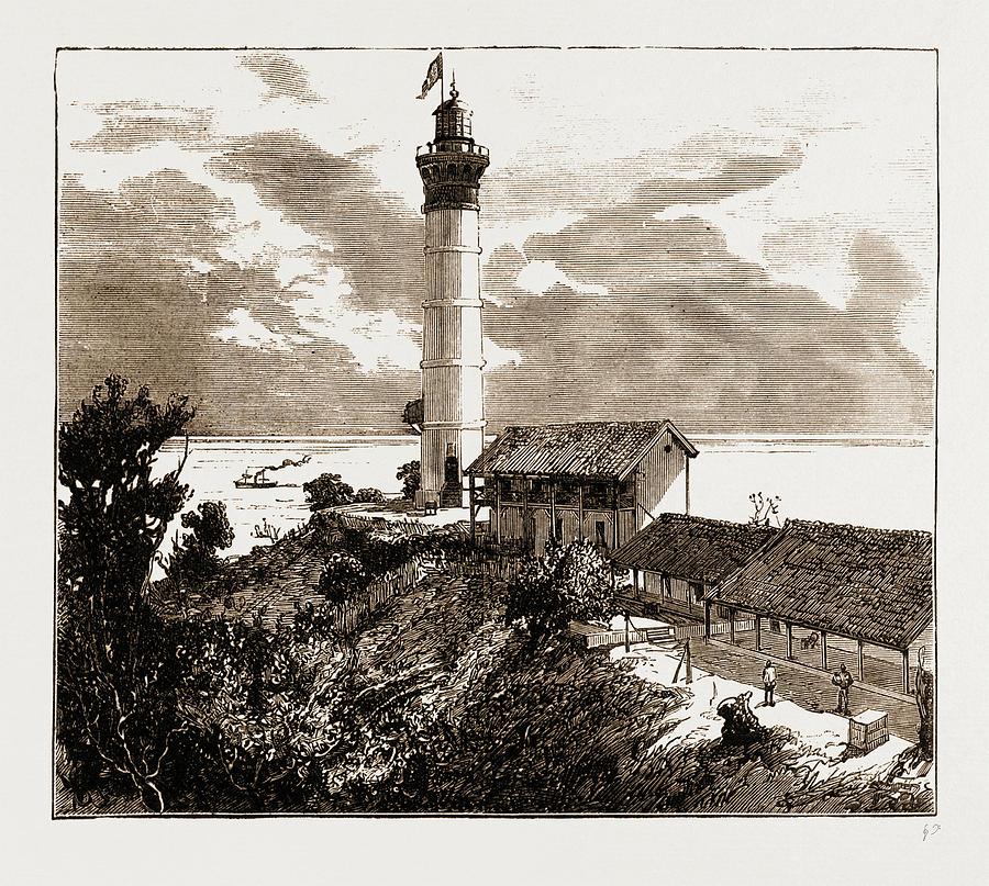 Vintage Drawing - A Dutch East India Lighthouse, Java, Indonesia by Litz Collection
