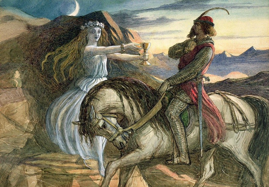 Richard Doyle Painting - A Fairy And A Knight by Richard Doyle