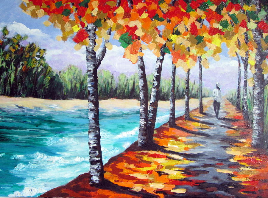 A Fall Stroll Painting by Rosie Sherman