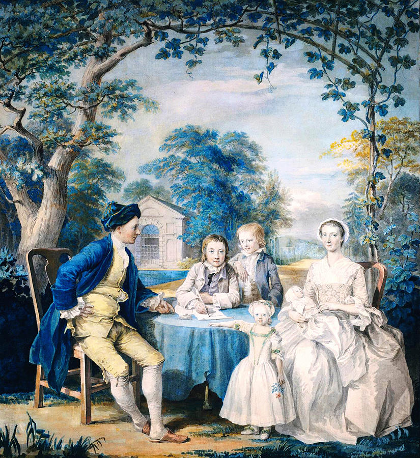 A Family Group in a Garden Painting by Celestial Images