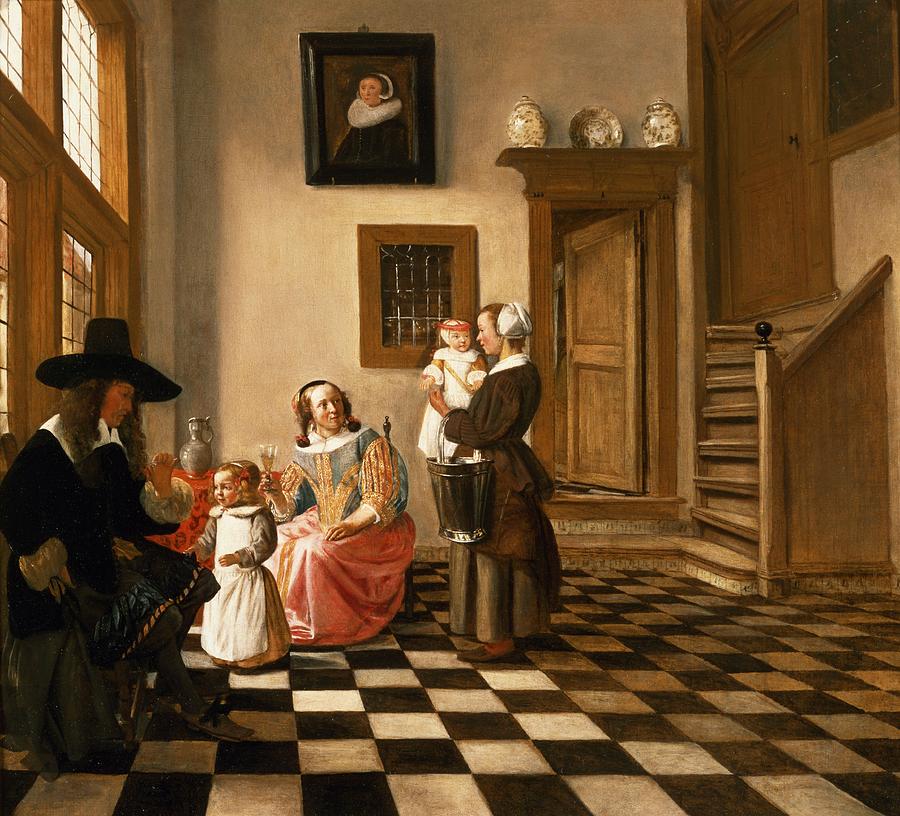 Wine Photograph - A Family In An Interior by Hendrik van der Burgh