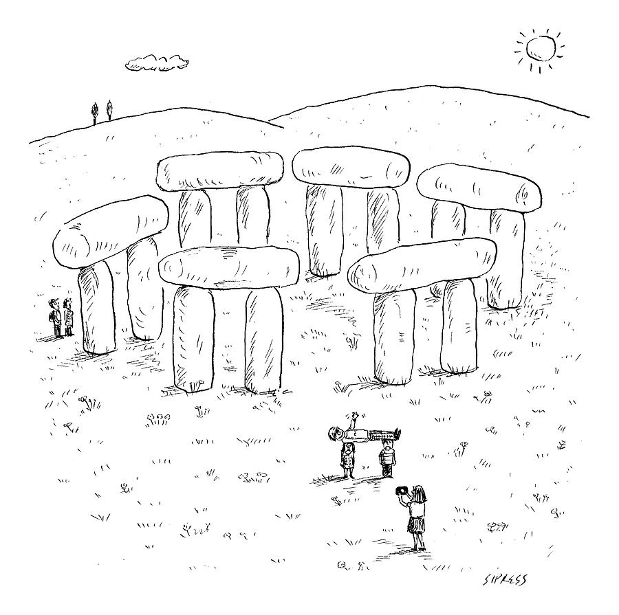 A Family Is Visiting Stonehenge. The Mother Takes Drawing by David Sipress